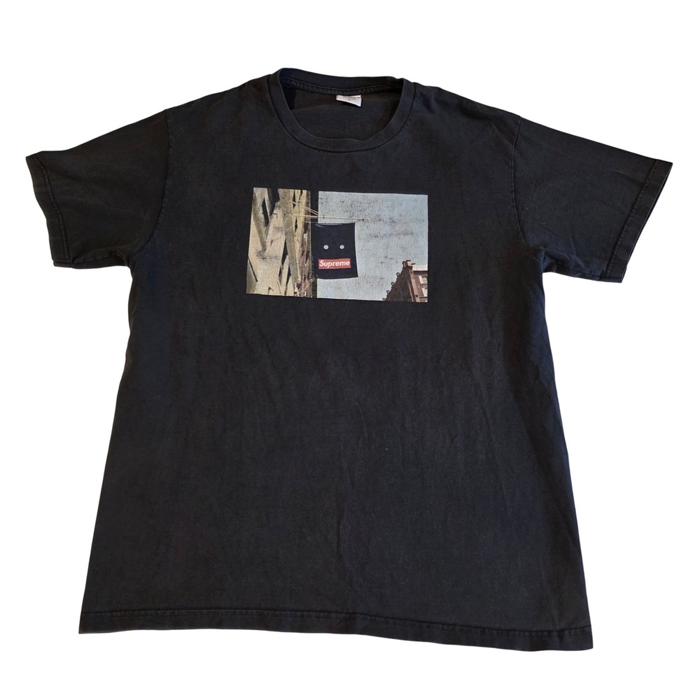 Supreme Banner Tee FW19 Box Logo Flag Black Graphic T-Shirt Mens Medium